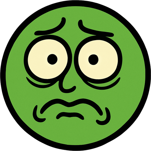 yüzü gözü olan salak salak bakan yuvarlak yeşil yüz.
In-Game asset.  2d.  High contrast.  No shadows