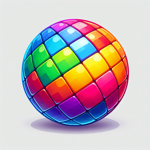 Rainbow ball.
Single Game Texture. In-Game asset. 2d. Blank background. High contrast. No shadows.