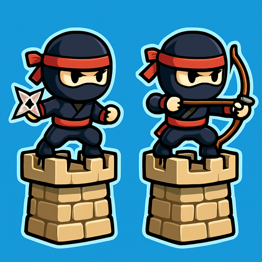 Towers have both ninjas assets one have star and one have bow. HD colors.
In-Game asset.  2d.  High contrast.  No shadows