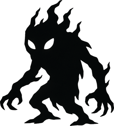 Shadow creature.
In-Game asset.  2d.  High contrast.  No shadows