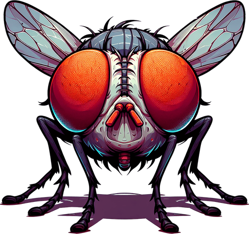 муха смотрит в камеру.
Single Game Texture. In-Game asset. 2d. Blank background. High contrast. No shadows.