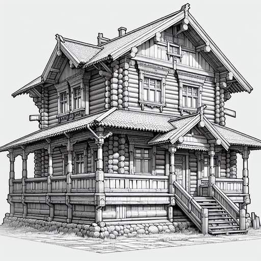 wooden house.
Single Game Texture. In-Game asset. 2d. Blank background. High contrast. No shadows.
