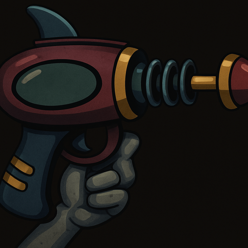 Darker colours held by a grey alien hand