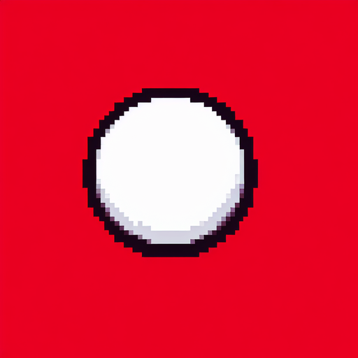 pixelart white unfilled circle.
red background, high contrast, shadowless.