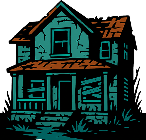 Terk edilmiş ev.
In-Game asset.  2d.  High contrast.  No shadows