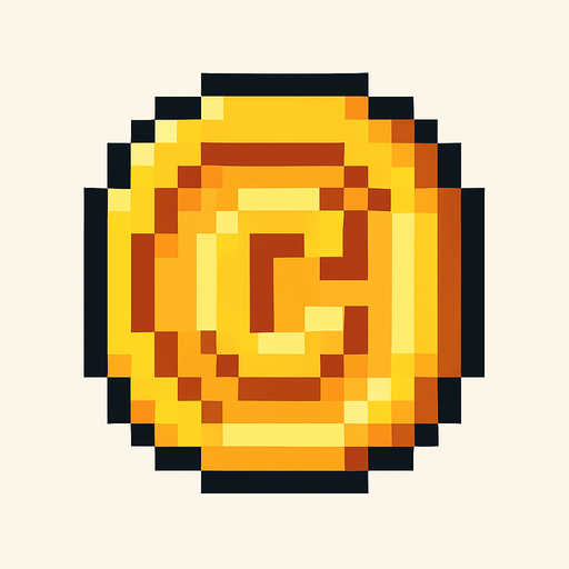 2d pixel art coin.
In-Game asset.  2d.  High contrast.  No shadows