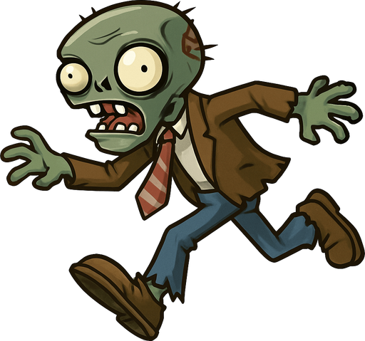 Fast zombie del videojuego plantas vs zombies.
In-Game asset.  No shadows