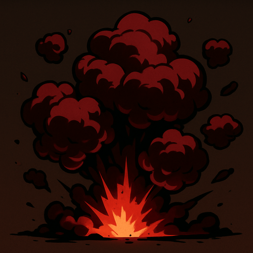 varias nubes de Humo color rojo un poco oscuro saliendo de una explosión.
In-Game asset.  High contrast
