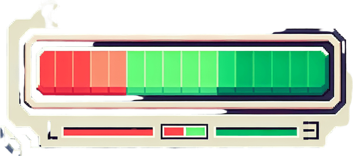 • Position: The health bar should be positioned at the top of the screen, centered or slightly to the left side, to ensure it remains visible throughout gameplay.

• Appearance: The health bar should be a simple horizontal bar with a clear color gradient, typically from green to red, indicating the player's remaining health. The bar should be easily distinguishable from the background and should have a smooth and consistent shape.

• Size: The health bar should be large enough to be easily visible without taking up too much screen space. A height of 5-10 pixels is generally sufficient.

Single Game Texture. In-Game asset. 2d. Blank background. High contrast. No shadows.