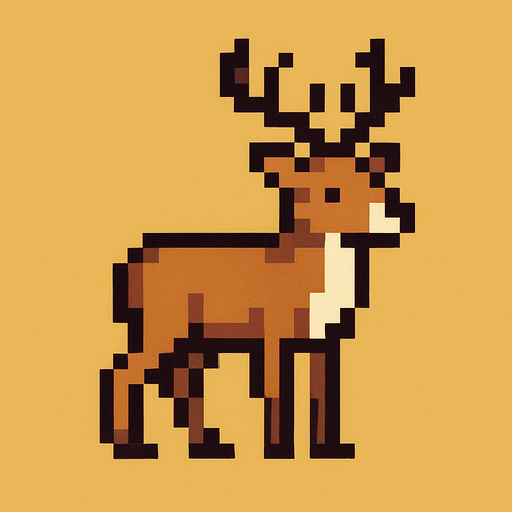 Pixel deer.
In-Game asset.  2d.  High contrast.  No shadows