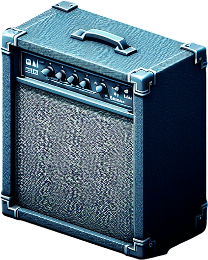 Electric guitar Amplifier.
Single Game Texture.  In-Game asset.  2d.  Blank background.  High contrast.  No shadows
