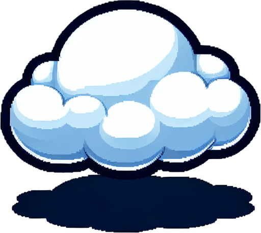 Nube.
Single Game Texture.  In-Game asset.  2d.  Blank background.  High contrast.  No shadows