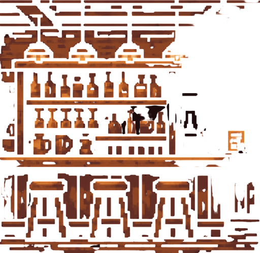 Rustic bar background.
In-Game asset.  2d.  High contrast.  No shadows. Pixelart