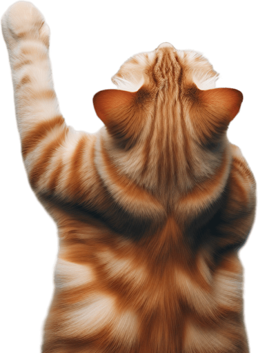 ginger cat-arm slightly bent, top view.