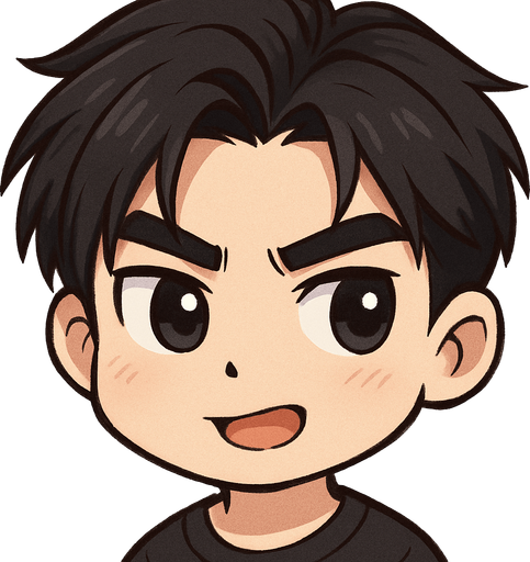 Make him in cartoon chibi style, retains his key facial features such as his strong jaw, straight and marked eyebrows, oval face with a mischievous expression like that of a friendly and curious child.