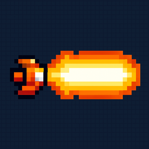 Pixel art style, spaceship lazer bullet.
In-Game asset.  2d.  High contrast.  No shadows
