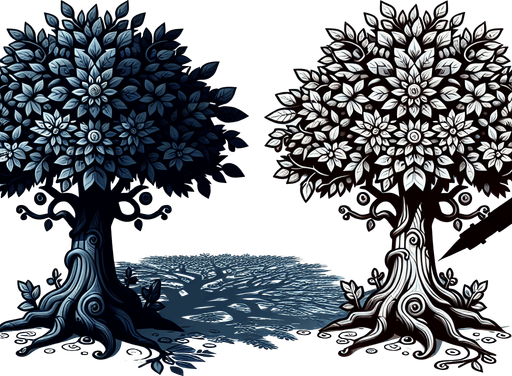 tree.
Single Game Texture. In-Game asset. 2d. Blank background. High contrast. No shadows.