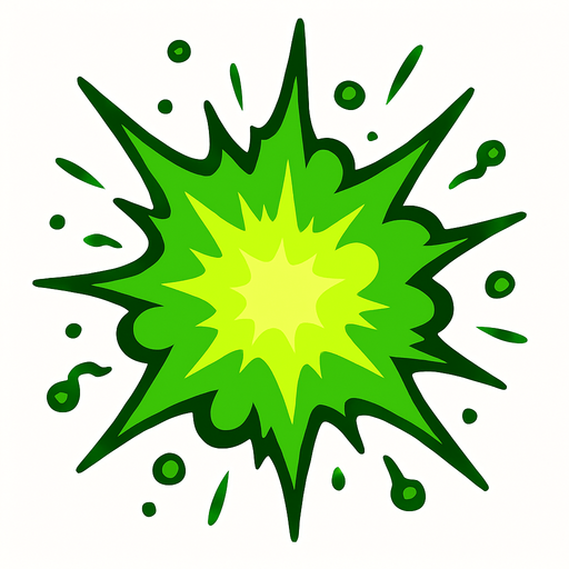 Explosión verde.
In-Game asset.  2d.  High contrast.  No shadows