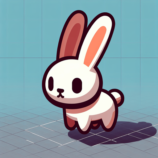 rabbit.
Single Game Texture. In-Game asset. 2d. Blank background. High contrast. No shadows.