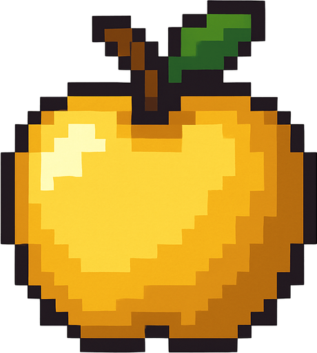 Make me a gold apple 2d pixel.
In-Game asset.  2d.  High contrast.  No shadows