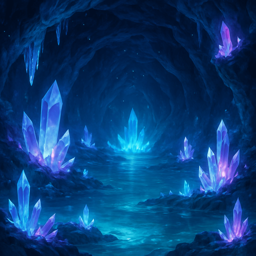 Magical underwater crystal cavern background image deep sea cave anime majestic