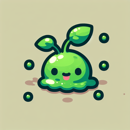 Un slime de planta RPG con estilo suave y simple.
Single Game Texture.  In-Game asset.  2d.  Blank background.  High contrast.  No shadows