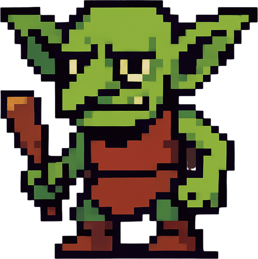 pixel art goblin.
In-Game asset.  2d.  High contrast.  No shadows