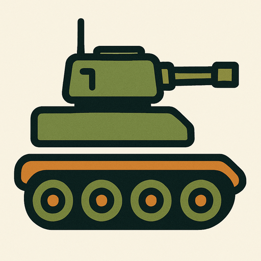 düz tank tekerlekleri olan iki parçalı tank.
In-Game asset.  2d.  High contrast.  No shadows