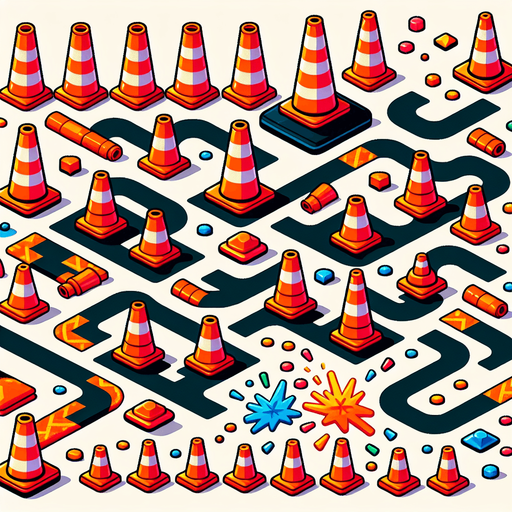 Neon orange cones (80px tall) in zigzag patterns

Behavior:

Knocked over with satisfying clatter sound

Perfect center-jump makes them explode into confetti

Pattern: Groups of 3-5 with varying spacing.
Single Game Texture.  In-Game asset.  2d.  Blank background.  High contrast.  No shadows