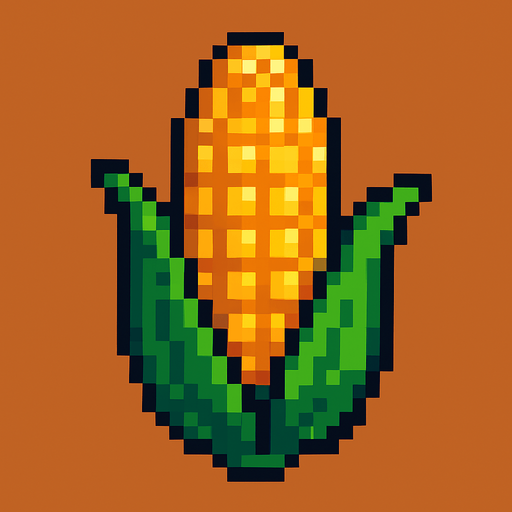 maiz de pixeles.
In-Game asset.  2d.  High contrast.  No shadows