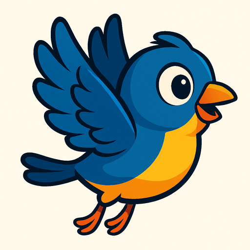 3d pixar tarzı kanat çırpan kuş yandan.
In-Game asset.  2d.  High contrast.  No shadows