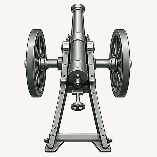 military, cannon, top view, realistic silver color
In-Game asset.  2d.  High contrast.  No shadows