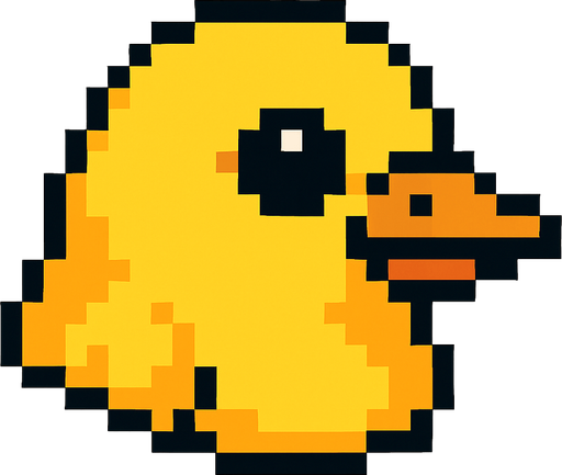 A yellow bird. In pixel art style. The bird should be just like the head part..
In-Game asset.  2d.  High contrast.  No shadows