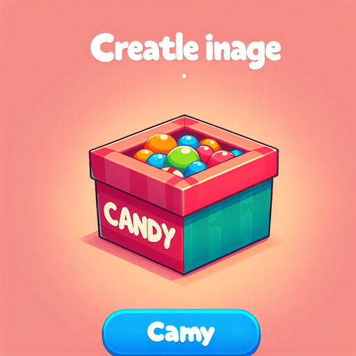 scatola vuota, ma colorata con scritta candy.
Single Game Texture. In-Game asset. 2d. Blank background. High contrast. No shadows.