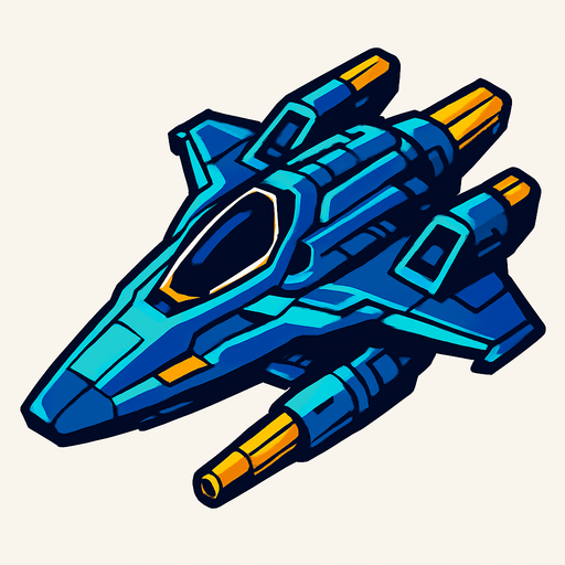 future space ship.
In-Game asset.  2d.  High contrast.  No shadows