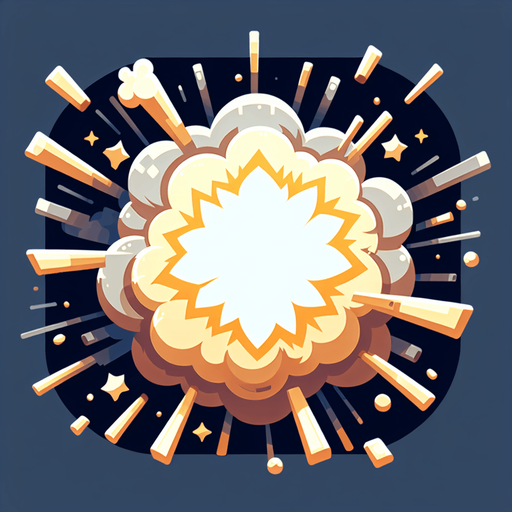 Explosion coming from the center..
Single Game Texture. In-Game asset. 2d. Blank background. High contrast. No shadows.