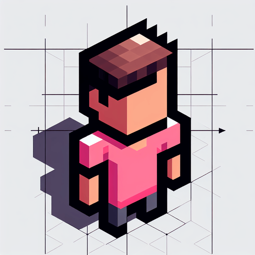 8bit character. Pink tshirt. Seen from the sky. Only see head and arms. Single Game Texture. In-Game asset. 2d. Blank background. High contrast. 
Single Game Texture. In-Game asset. 2d. Blank background. High contrast. No shadows. Single Game Texture. In-Game asset. 2d. Blank background. High contrast. No shadows.
