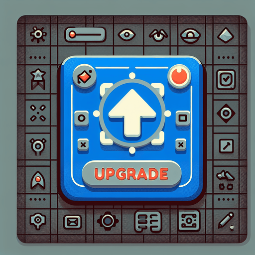 Upgrade button.
Single Game Texture.  In-Game asset.  2d.  Blank background.  High contrast.  No shadows