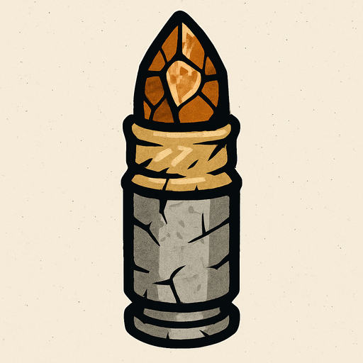 Taş devri cephane mermisi.
In-Game asset.  2d.  High contrast.  No shadows