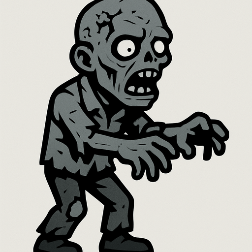 Grey zombie.
In-Game asset.  2d.  High contrast.  No shadows