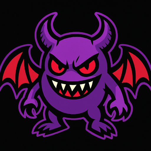 Make a mascot evil creature.
In-Game asset.  2d.  High contrast.  No shadows