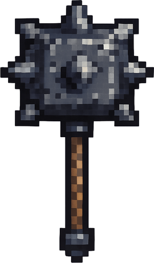 Maza medieval pixel.
In-Game asset.  2d.  High contrast.  No shadows