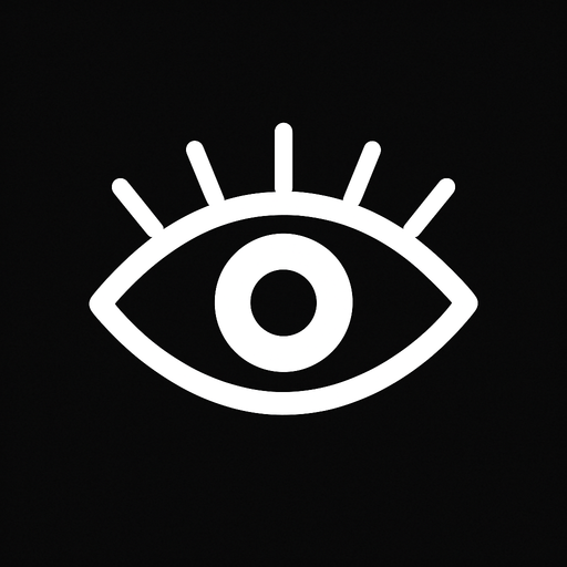 white eye open minimalist icon.
In-Game asset.  2d.  High contrast.  No shadows