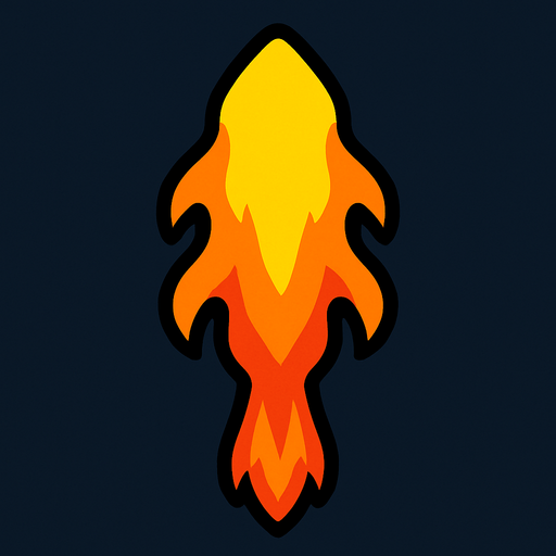 rocket flame but only flame.
In-Game asset.  2d.  High contrast.  No shadows