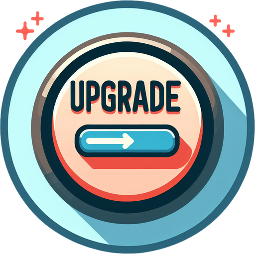 a button saying 'upgrade'.
In-Game asset. 2d. Blank background. High contrast.
