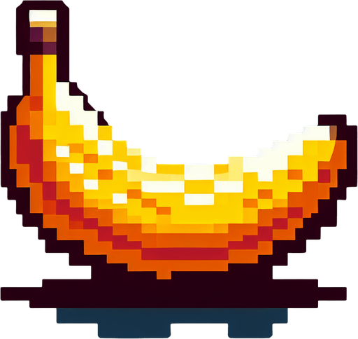 banana.
Single Game Texture.  In-Game asset.  2d.  Blank background.  High contrast.  No shadows