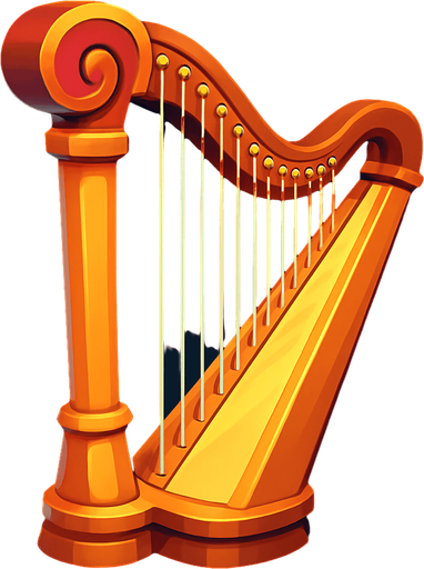 harp.
In-Game asset. 3d.  High contrast.  No shadows