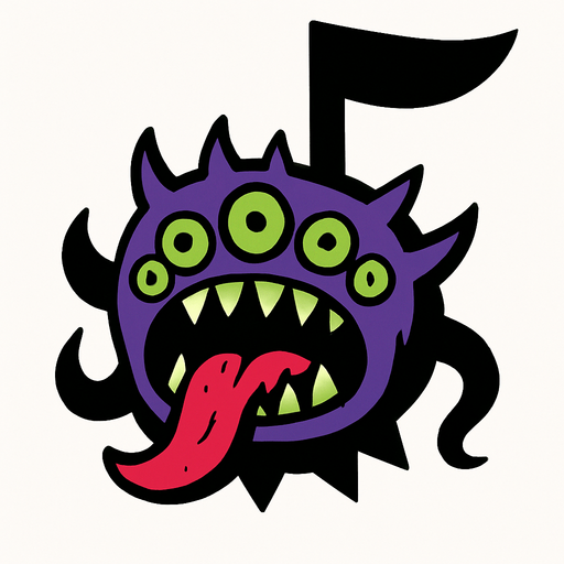 MÜZİK NOTASI ŞEKLİNDE BİR UZAYLI CANAVAR BOSS ÇİZ AYAKSIZ.
In-Game asset.  2d.  High contrast.  No shadows