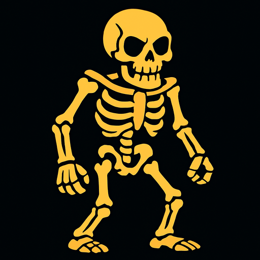 skeleton.
In-Game asset.  2d.  High contrast.  No shadows