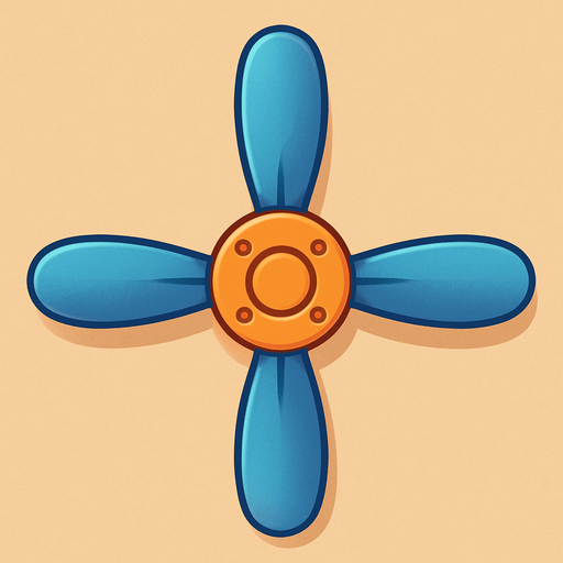 Propeller for a drone, viewed straight from above. Cute soft graphics. soft ambient light. semi-matte to satin surfaces. naturalistic with slight saturation boost colors. 
In-Game asset.  2d.  High contrast.  No shadows. top down..
In-Game asset.  2d.  High contrast.  No shadows